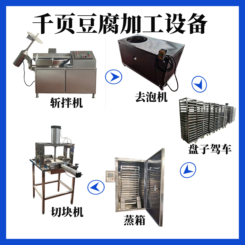 千頁豆腐加工設(shè)備斬拌機、去泡機、蒸箱、切塊機現(xiàn)貨供應(yīng)